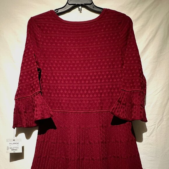 LIZ CLAIBORNE Burgandy/red knit dress with bell sleeves, NWT SIZE XL - Picture 3 of 9